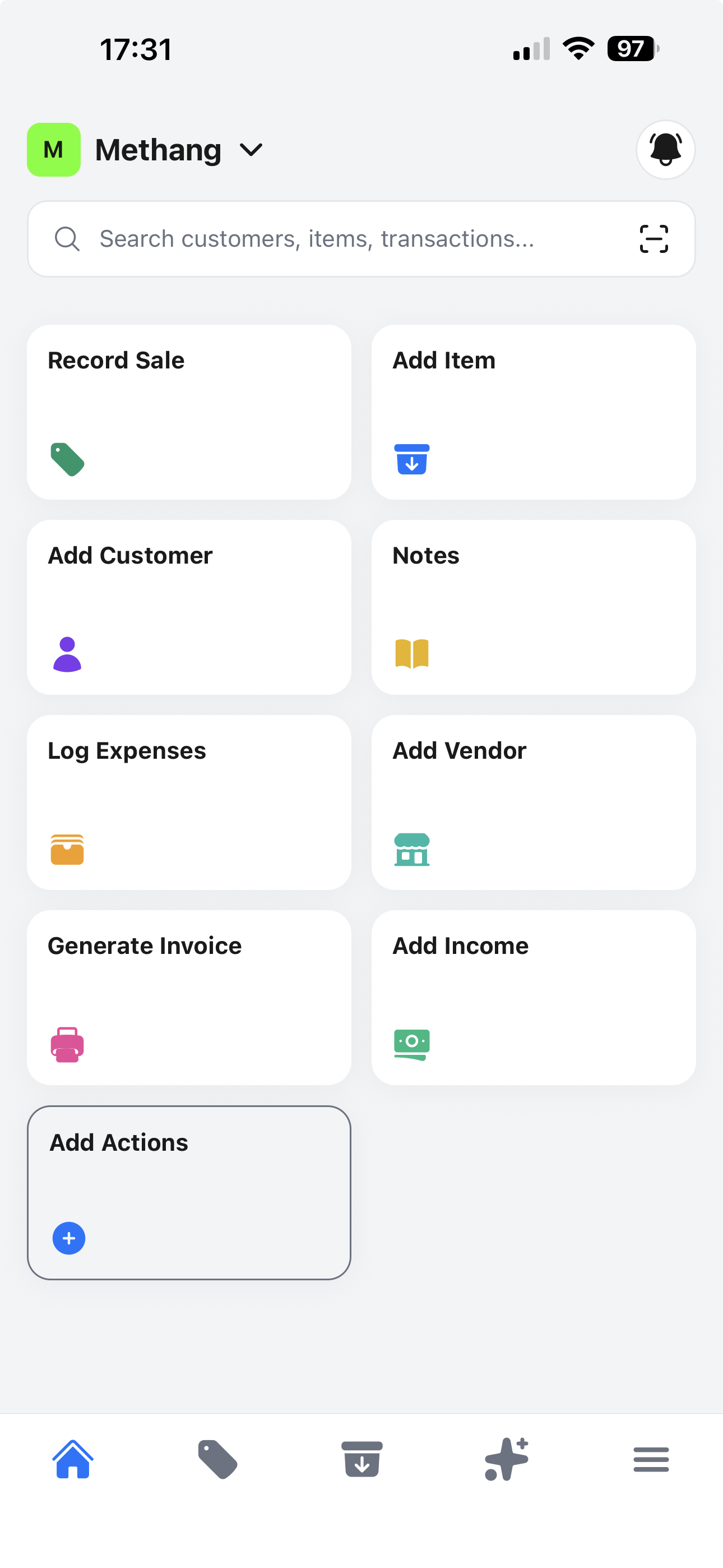 Methang HomeScreen
